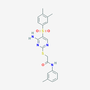 2-[4-amino-5-(3,4-dimethylphenyl)sulfonylpyrimidin-2-yl]sulfanyl-N-(3-methylphenyl)acetamide