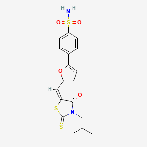 molecular formula C18H18N2O4S3 B2785472 (E)-4-(5-((3-isobutyl-4-oxo-2-thioxothiazolidin-5-ylidene)methyl)furan-2-yl)benzenesulfonamide CAS No. 620573-86-6