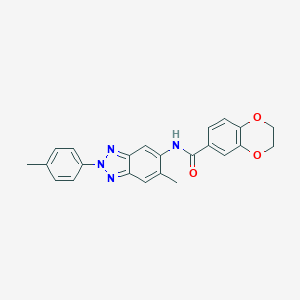 molecular formula C23H20N4O3 B278548 N-[6-methyl-2-(4-methylphenyl)-2H-1,2,3-benzotriazol-5-yl]-2,3-dihydro-1,4-benzodioxine-6-carboxamide 