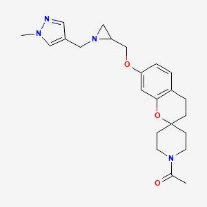 1-[7-[[1-[(1-Methylpyrazol-4-yl)methyl]aziridin-2-yl]methoxy]spiro[3,4-dihydrochromene-2,4'-piperidine]-1'-yl]ethanone