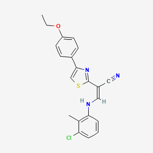 molecular formula C21H18ClN3OS B2785488 (Z)-3-((3-chloro-2-methylphenyl)amino)-2-(4-(4-ethoxyphenyl)thiazol-2-yl)acrylonitrile CAS No. 374545-25-2