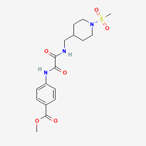 molecular formula C17H23N3O6S B2785492 Methyl 4-(2-(((1-(methylsulfonyl)piperidin-4-yl)methyl)amino)-2-oxoacetamido)benzoate CAS No. 1235192-06-9