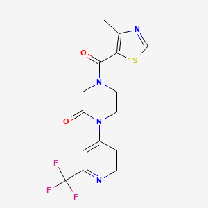 molecular formula C15H13F3N4O2S B2785514 4-(4-Methyl-1,3-thiazole-5-carbonyl)-1-[2-(trifluoromethyl)pyridin-4-yl]piperazin-2-one CAS No. 2380180-40-3