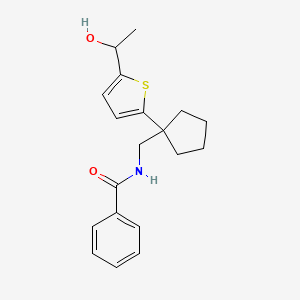 molecular formula C19H23NO2S B2785515 N-((1-(5-(1-hydroxyethyl)thiophen-2-yl)cyclopentyl)methyl)benzamide CAS No. 2034568-47-1
