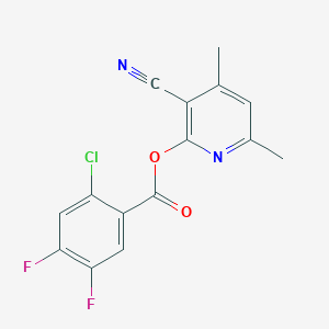molecular formula C15H9ClF2N2O2 B2785521 3-Cyano-4,6-dimethyl-2-pyridinyl 2-chloro-4,5-difluorobenzenecarboxylate CAS No. 400082-22-6