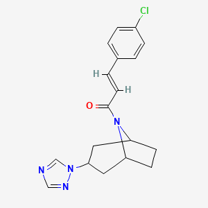 molecular formula C18H19ClN4O B2785526 (E)-1-((1R,5S)-3-(1H-1,2,4-triazol-1-yl)-8-azabicyclo[3.2.1]octan-8-yl)-3-(4-chlorophenyl)prop-2-en-1-one CAS No. 2321333-54-2