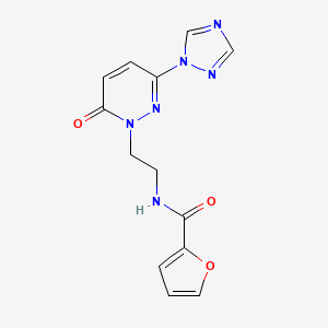 molecular formula C13H12N6O3 B2785530 N-(2-(6-oxo-3-(1H-1,2,4-triazol-1-yl)pyridazin-1(6H)-yl)ethyl)furan-2-carboxamide CAS No. 1798024-83-5