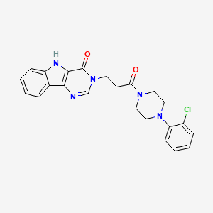molecular formula C23H22ClN5O2 B2785535 3-(3-(4-(2-chlorophenyl)piperazin-1-yl)-3-oxopropyl)-3H-pyrimido[5,4-b]indol-4(5H)-one CAS No. 1189448-15-4