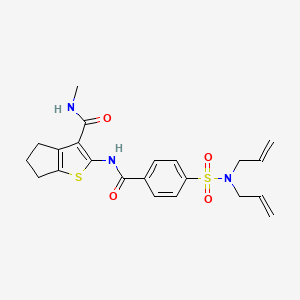 molecular formula C22H25N3O4S2 B2785543 2-({4-[(diallylamino)sulfonyl]benzoyl}amino)-N-methyl-5,6-dihydro-4H-cyclopenta[b]thiophene-3-carboxamide CAS No. 893097-17-1