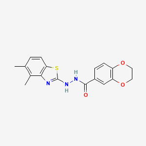 molecular formula C18H17N3O3S B2785544 N'-(4,5-dimethyl-1,3-benzothiazol-2-yl)-2,3-dihydro-1,4-benzodioxine-6-carbohydrazide CAS No. 851980-59-1