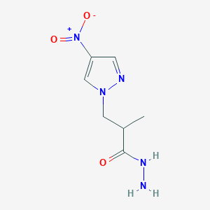 molecular formula C7H11N5O3 B2785545 2-methyl-3-(4-nitro-1H-pyrazol-1-yl)propanehydrazide CAS No. 1005611-75-5