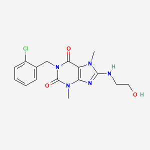 molecular formula C16H18ClN5O3 B2785552 1-(2-chlorobenzyl)-8-((2-hydroxyethyl)amino)-3,7-dimethyl-1H-purine-2,6(3H,7H)-dione CAS No. 304880-69-1