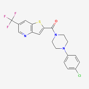 molecular formula C19H15ClF3N3OS B2785555 (4-(4-Chlorophenyl)piperazino)(6-(trifluoromethyl)thieno[3,2-b]pyridin-2-yl)methanone CAS No. 303997-59-3