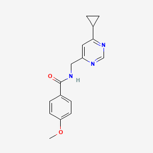 molecular formula C16H17N3O2 B2785557 N-((6-cyclopropylpyrimidin-4-yl)methyl)-4-methoxybenzamide CAS No. 2195951-06-3