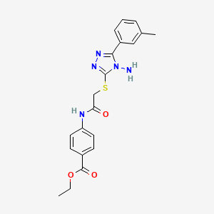 molecular formula C20H21N5O3S B2785560 Ethyl 4-[[2-[[4-amino-5-(3-methylphenyl)-1,2,4-triazol-3-yl]sulfanyl]acetyl]amino]benzoate CAS No. 898611-33-1