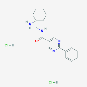 molecular formula C18H24Cl2N4O B2785563 N-[(1-Aminocyclohexyl)methyl]-2-phenylpyrimidine-5-carboxamide;dihydrochloride CAS No. 2418727-96-3