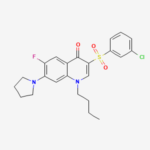 molecular formula C23H24ClFN2O3S B2785566 1-butyl-3-((3-chlorophenyl)sulfonyl)-6-fluoro-7-(pyrrolidin-1-yl)quinolin-4(1H)-one CAS No. 892758-37-1