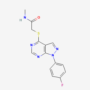 molecular formula C14H12FN5OS B2785570 2-[1-(4-fluorophenyl)pyrazolo[3,4-d]pyrimidin-4-yl]sulfanyl-N-methylacetamide CAS No. 893911-68-7