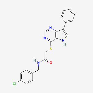 molecular formula C21H17ClN4OS B2785582 N-(4-chlorobenzyl)-2-[(7-phenyl-5H-pyrrolo[3,2-d]pyrimidin-4-yl)sulfanyl]acetamide CAS No. 1251646-02-2