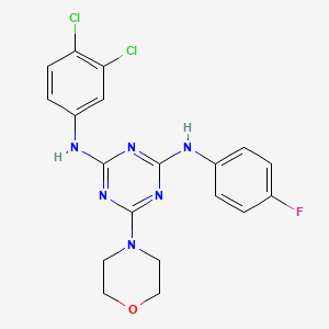 molecular formula C19H17Cl2FN6O B2785590 [4-(3,4-Dichloroanilino)-6-morpholino-s-triazin-2-yl]-(4-fluorophenyl)amine CAS No. 898611-51-3