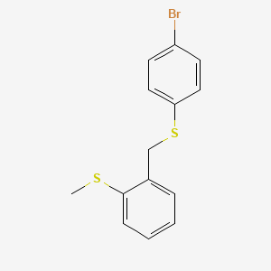 molecular formula C14H13BrS2 B2785594 1-{[(4-Bromophenyl)sulfanyl]methyl}-2-(methylsulfanyl)benzene CAS No. 339015-32-6