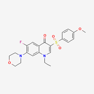 molecular formula C22H23FN2O5S B2785597 1-ethyl-6-fluoro-3-((4-methoxyphenyl)sulfonyl)-7-morpholinoquinolin-4(1H)-one CAS No. 892772-92-8