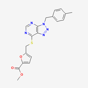 molecular formula C19H17N5O3S B2785601 Methyl 5-[[3-[(4-methylphenyl)methyl]triazolo[4,5-d]pyrimidin-7-yl]sulfanylmethyl]furan-2-carboxylate CAS No. 924741-53-7