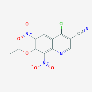 molecular formula C12H7ClN4O5 B2785603 4-Chloro-7-ethoxy-6,8-dinitroquinoline-3-carbonitrile CAS No. 1415564-65-6
