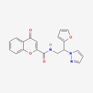 molecular formula C19H15N3O4 B2785629 N-(2-(furan-2-yl)-2-(1H-pyrazol-1-yl)ethyl)-4-oxo-4H-chromene-2-carboxamide CAS No. 2034566-62-4