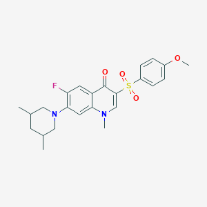 molecular formula C24H27FN2O4S B2785634 7-(3,5-dimethylpiperidin-1-yl)-6-fluoro-3-((4-methoxyphenyl)sulfonyl)-1-methylquinolin-4(1H)-one CAS No. 892771-98-1