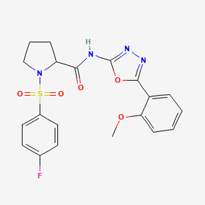 molecular formula C20H19FN4O5S B2785635 1-((4-fluorophenyl)sulfonyl)-N-(5-(2-methoxyphenyl)-1,3,4-oxadiazol-2-yl)pyrrolidine-2-carboxamide CAS No. 1048642-55-2