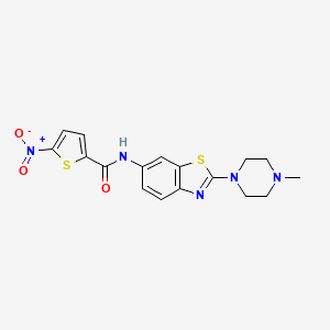 molecular formula C17H17N5O3S2 B2785639 N-(2-(4-methylpiperazin-1-yl)benzo[d]thiazol-6-yl)-5-nitrothiophene-2-carboxamide CAS No. 1105223-02-6