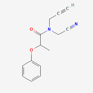 molecular formula C14H14N2O2 B2785646 N-(Cyanomethyl)-2-phenoxy-N-prop-2-ynylpropanamide CAS No. 1825713-14-1