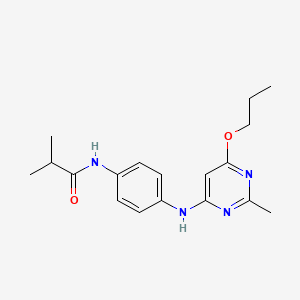 molecular formula C18H24N4O2 B2785648 N-(4-((2-methyl-6-propoxypyrimidin-4-yl)amino)phenyl)isobutyramide CAS No. 946272-99-7
