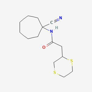 molecular formula C14H22N2OS2 B2785668 N-(1-Cyanocycloheptyl)-2-(1,4-dithian-2-YL)acetamide CAS No. 1465370-14-2