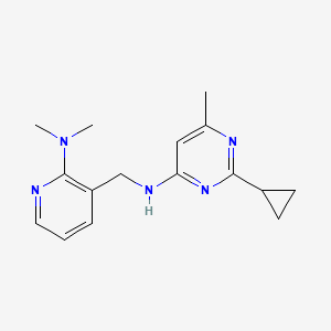 molecular formula C16H21N5 B2785670 2-cyclopropyl-N-((2-(dimethylamino)pyridin-3-yl)methyl)-6-methylpyrimidin-4-amine CAS No. 2176201-01-5