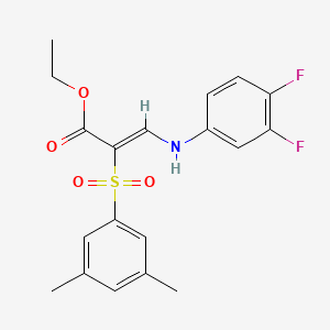 ethyl (2Z)-3-[(3,4-difluorophenyl)amino]-2-[(3,5-dimethylphenyl)sulfonyl]acrylate