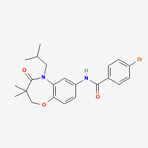 molecular formula C22H25BrN2O3 B2785685 4-bromo-N-(5-isobutyl-3,3-dimethyl-4-oxo-2,3,4,5-tetrahydrobenzo[b][1,4]oxazepin-7-yl)benzamide CAS No. 921565-99-3