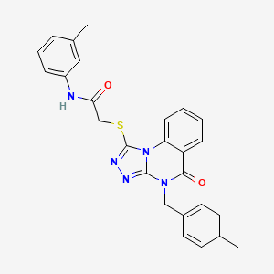 molecular formula C26H23N5O2S B2785688 2-((4-(4-methylbenzyl)-5-oxo-4,5-dihydro-[1,2,4]triazolo[4,3-a]quinazolin-1-yl)thio)-N-(m-tolyl)acetamide CAS No. 872193-26-5