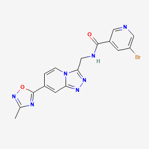 molecular formula C16H12BrN7O2 B2785698 5-bromo-N-((7-(3-methyl-1,2,4-oxadiazol-5-yl)-[1,2,4]triazolo[4,3-a]pyridin-3-yl)methyl)nicotinamide CAS No. 2034599-09-0