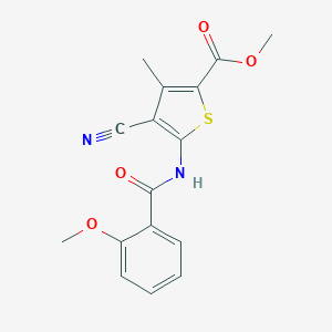 molecular formula C16H14N2O4S B278570 Methyl 4-cyano-5-[(2-methoxybenzoyl)amino]-3-methyl-2-thiophenecarboxylate 