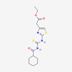 molecular formula C15H21N3O3S2 B2785701 Ethyl 2-(2-(3-(cyclohexanecarbonyl)thioureido)thiazol-4-yl)acetate CAS No. 431074-22-5