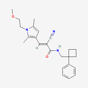 molecular formula C24H29N3O2 B2785709 (E)-2-cyano-3-[1-(2-methoxyethyl)-2,5-dimethylpyrrol-3-yl]-N-[(1-phenylcyclobutyl)methyl]prop-2-enamide CAS No. 1030794-01-4