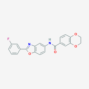 molecular formula C22H15FN2O4 B278571 N-[2-(3-fluorophenyl)-1,3-benzoxazol-5-yl]-2,3-dihydro-1,4-benzodioxine-6-carboxamide 