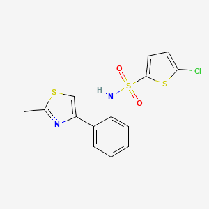 molecular formula C14H11ClN2O2S3 B2785711 5-chloro-N-(2-(2-methylthiazol-4-yl)phenyl)thiophene-2-sulfonamide CAS No. 1705189-95-2