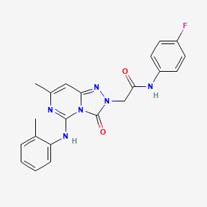 molecular formula C21H19FN6O2 B2785730 N~1~-(4-fluorophenyl)-2-[7-methyl-3-oxo-5-(2-toluidino)[1,2,4]triazolo[4,3-c]pyrimidin-2(3H)-yl]acetamide CAS No. 1251676-60-4