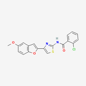 molecular formula C19H13ClN2O3S B2785734 2-chloro-N-(4-(5-methoxybenzofuran-2-yl)thiazol-2-yl)benzamide CAS No. 922027-33-6