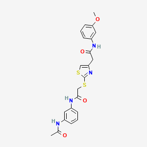 molecular formula C22H22N4O4S2 B2785738 N-(3-acetamidophenyl)-2-((4-(2-((3-methoxyphenyl)amino)-2-oxoethyl)thiazol-2-yl)thio)acetamide CAS No. 954095-00-2