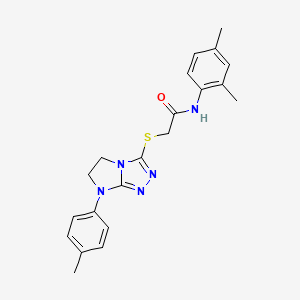 molecular formula C21H23N5OS B2785741 N-(2,4-dimethylphenyl)-2-((7-(p-tolyl)-6,7-dihydro-5H-imidazo[2,1-c][1,2,4]triazol-3-yl)thio)acetamide CAS No. 921790-18-3