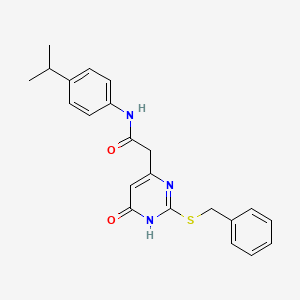 molecular formula C22H23N3O2S B2785751 2-(2-(benzylthio)-6-oxo-1,6-dihydropyrimidin-4-yl)-N-(4-isopropylphenyl)acetamide CAS No. 1105234-80-7